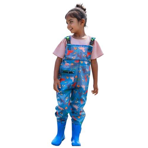 Conjunto genérico para niño y niña, dibujos animados, camuflaje, botas de pesca, juventud, impermeable, caza, pesca, con botas de ropa de agua(azul, 2-3 años)
