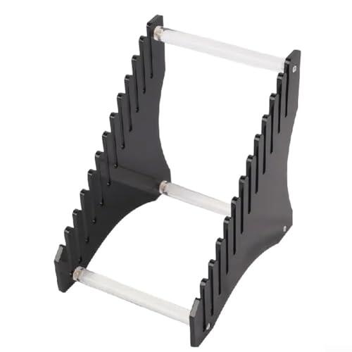 Estante de almacenamiento acrílico para escritorio, soporte de exhibición de 12 álbumes con acabado transparente y negro, soporte para discos de vinilo, organizador de revistas y discos de juegos