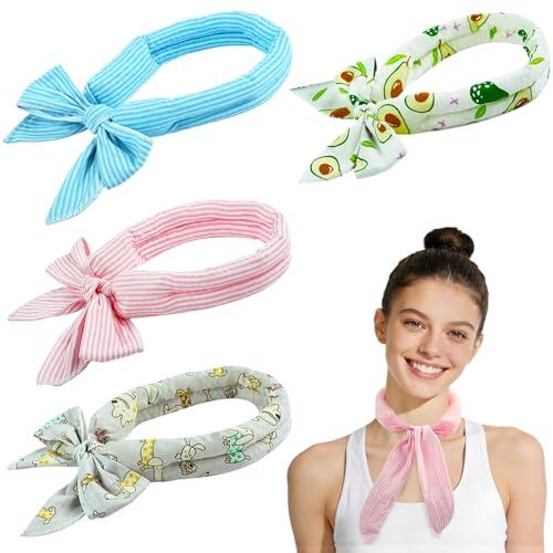 DIELOVEHUA 4 Pcs Pañuelo Refrescante, Bufanda Refrigerante para el Cuello,Cooling Bandana Portátiles Reutilizables, Unisex, para Ciclismo Al Aire Libre, Deporte y Fitness
