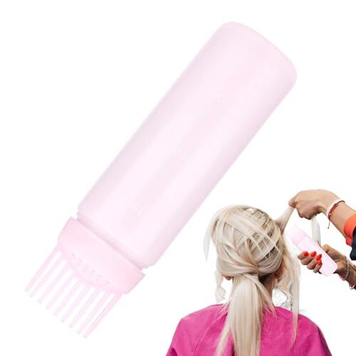 Genérico Aplicador Raíz - Peine Cepillo Raíces Escala 6oz | Aplicación Color | Rellenable Profesional Salón, Punta Inclinada Herramienta Medición, Dispensador Champú Seco Acondicionador