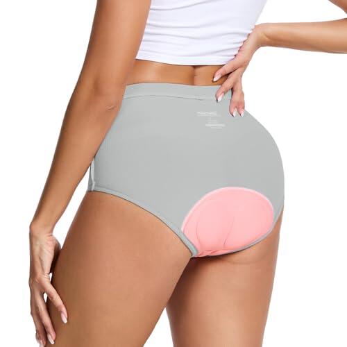 MEETWEE Pantalones Cortos de Ciclismo para Mujer, 4D Acolchados Culotte Ciclismo Mujer Secado Rápido Mallas Ciclista Transpirables Antideslizante,Gris-Nuevo,S