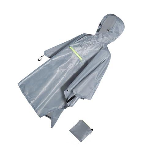 LIXSAZSE Poncho de lluvia para adultos, equipo impermeable y reutilizable para cualquier actividad al aire libre, impermeable de poliéster ligero y compacto, bicicleta, gris