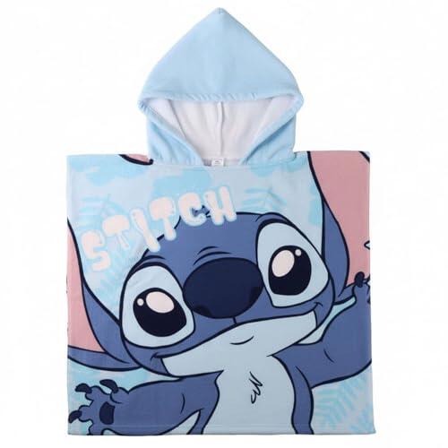 The Geeky Pop Poncho de playa para niños Stitch & Angel con capucha - Toalla de microfibra suave - secado rápido - 55 x 110 cm