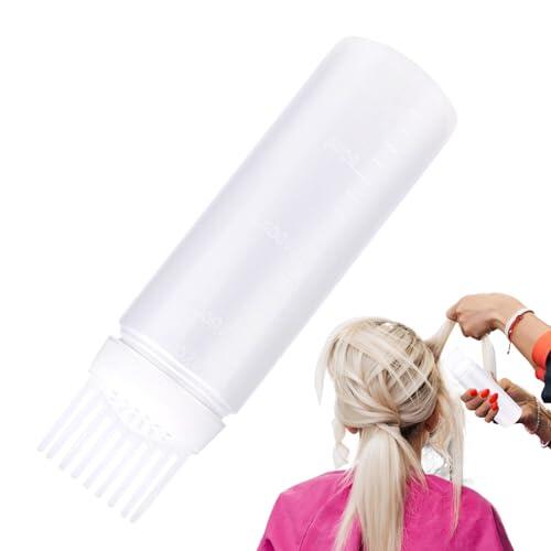 Genérico Aplicador Raíz - Peine Cepillo Raíces Escala 6oz | Aplicación Color | Rellenable Profesional Salón, Punta Inclinada Herramienta Medición, Dispensador Champú Seco Acondicionador