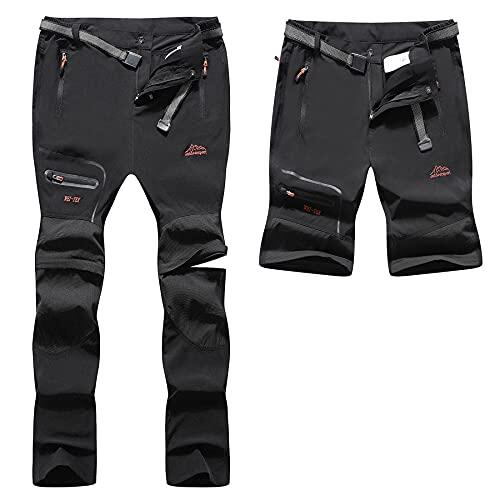 BenBoy Pantalones Trekking Trabajo Impermeables Convertible Hombre Pantalones Cortos Montaña Escalada Senderismo Secado Transpirable Rápido Ligero Pantalon Aire Libre(Negro,L)