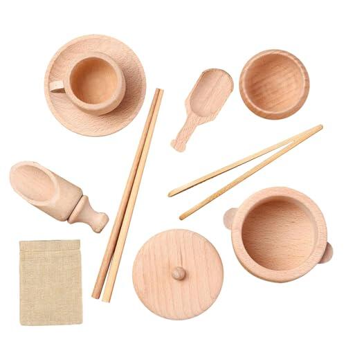 Genérico Herramientas de contenedor sensorial - Juego de Habilidades motoras Finas Madera 8 Piezas | Utensilios de Aprendizaje para niños pequeños con práctica de coordinación Manual, entrenam
