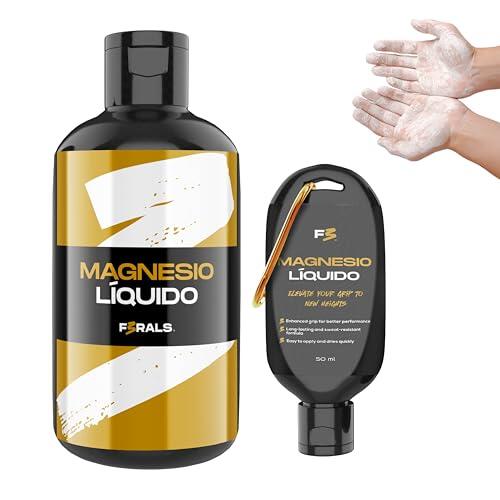 F3RALS® MAGNESIO LÍQUIDO | Liquid Chalk para Agarre Escalada, Boulder, Calistenia, Padel, Pesas y Tenis – Secado Rápido, Sin Polvo y Fácil de Limpiar (Pack: 250ml + 50 ml)