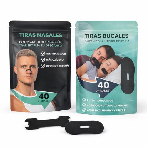 VALIHOBA PACK 2 EN 1: TIRAS NASALES DEPORTIVAS Y PARA DORMIR + CINTAS BUCALES (MOUTH TAPE) – 80 UNIDADES (40+40) | MÁXIMO RENDIMIENTO Y ANTIRONQUIDOS | HIPOALERGÉNICO