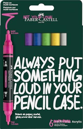 Faber-Castell 186009 - Set 6 Acrylic Marker Multimark - Colores Vibrantes