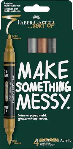 Faber-Castell 186004 - Set 4 Acrylic Marker Multimark - Colores Metalicos