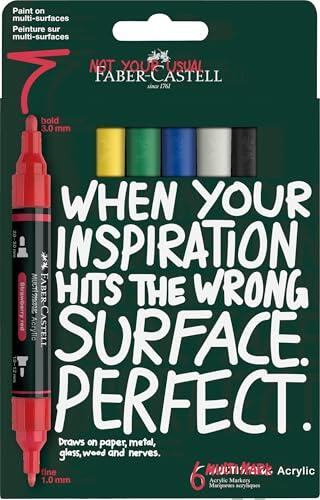 Faber-Castell 186003 - Set 6 Acrylic Marker Multimark - Colores Basicos