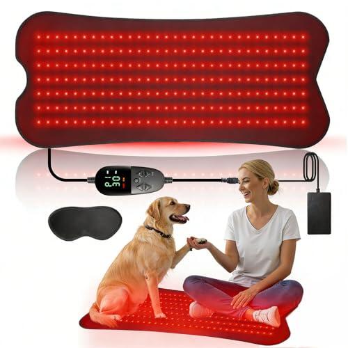 Esterilla de luz roja para el cuerpo con 210 ledes, 80 x 35 cm, alfombra de luz roja de 660 nm y 850 nm, 5 niveles de brillo y 5 ajustes de tiempo para piernas, espalda, cintura, escuela