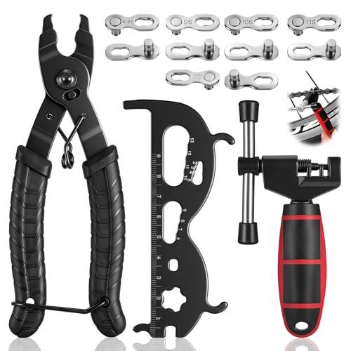 Hejo Juego de Herramientas para Cadena de Bicicleta, Incluye Cortacadenas Profesional y Alicates para Eslabones de Unión, Herramientas de Reparación de Cadenas de Bicicleta para 6-12 Velocidades