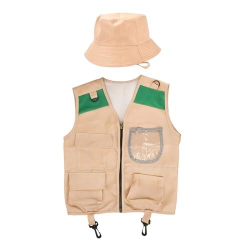 Xmccvt Kidz Outdoor Explorer Kit, Kit De Exploración Para Niños Con Chaleco Y Sombrero, Chaleco De Pescas Para Actividades Al Aire Libre, Senderismo, Trekking, Camping, Parques