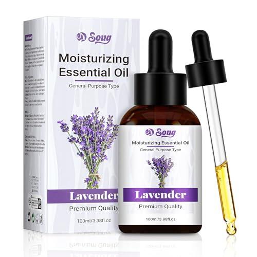 100ML Aceite Esencial de Lavanda Puro para Masaje,Aromaterapia Relajante, Ayuda a Dormir Mejor, Cuida la Piel y Alivia la Tensión Muscular, Ideal para Uso Corporal y Bienestar Diario