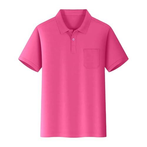 Generisch Camisa informal de manga corta de bolsillo para niños, de color liso, cómoda camiseta para niños para uso diario y para jugar, rojo, 9-10 años
