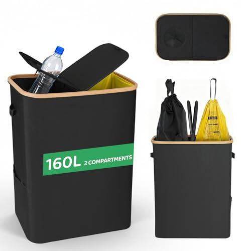 Ovshnrr 160L Tapa Colector de Botellas con Agujero con Internos Extraíbles, Contenedor para Recogida de Botellas, Cubo de Reciclaje de para Cocina, Interior, Hogar