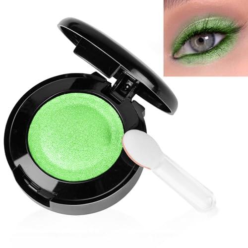 LOPHE Sombra de Ojos Monocromática, 1,5g Sombra de Ojos Profesional en Polvo, Larga Duración, Sombras de Ojos con Brillo, Alta Pigmentación, Doble Capa, Incluye Espejo y Aplicador (Verde)
