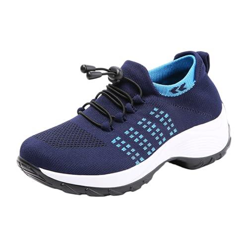 Zapatillas Running Mujer, Ortopédicos Blancas Anchas Trainers Correr Trekking Elegantes Bambas Zapatillas Mujer, Horma Ancha Ligeros Gym Zapatos Deportiva Sneakers Azul 38