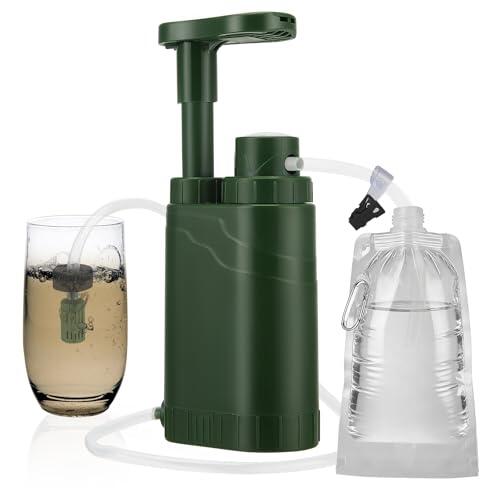 GJCrafts Filtro de agua de supervivencia para acampada, senderismo y trekking,filtro de 0,01 micras,filtro de agua de supervivencia de 2000 ml,filtro potabilizador de agua para acampada y emergencias