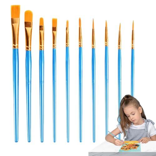 Pinceles para Pintura Acrílica - Juego De Pinceles De 10 Piezas, Flexibles Y para Acuarela Y Acrílico | Duraderos De Punta Fina para Proyectos De Arte En Papel sobre Lienzo, I