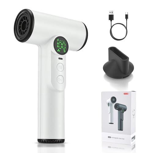 Secador de pelo con batería, 200 W, inalámbrico, con batería, 3 velocidades y 3 temperaturas, 15600 mAh, secador de viaje inalámbrico con pantalla digital, secador de viaje para viajes, camping