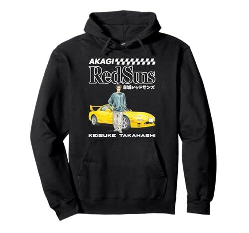 Initial D Akagi Red Suns Logo with Keisuke Manga Anime Sudadera con Capucha