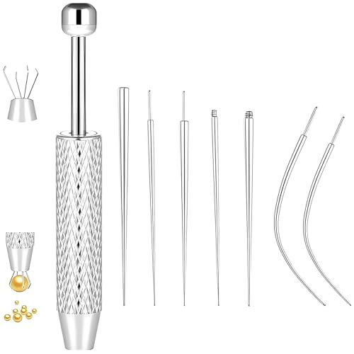 Desatornillador De Bolas De Piercing, Juego De Cambio De Piercing, 7 Agujas Guía Con Herramienta De Pinza Para Oreja, Nariz, Labio, Ombligo Y Lengua