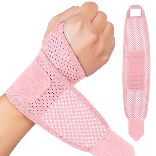 Beugo Muñequera Tendinitis Muñeca, Muñequeras Deportivas, muñequera tunel carpiano, Soporte de la Muñeca Elasticas Ajustable para Dolor Articulaciones, Esquinces, Mano izquierda y mano derecha, Rosa