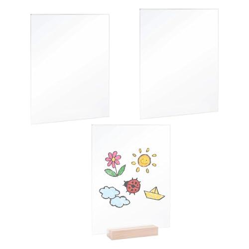 Juego de tablero acrílico – 3 piezas de hojas transparentes para proyectos de letreros de manualidades, paneles transparentes gruesos con material de marco de fotos, grabado, exhibición de bricolaje