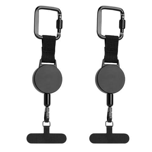 SLIAXINT 2pcs Seguridad teléfono retráctil Seguridad Smartphone con mosquetón bloqueable antirrobo teléfono Extensible cordón retráctil de Acero para teléfono móvil para Senderismo Viajes Uso Diario