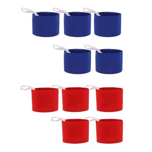 Riven 10 piezas capitán pulsera ajustable correa elástica deporte manga para fútbol baloncesto equipo juegos azul rojo