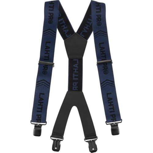 Lahti PRO Tirantes para hombre con clips metálicos - Tirantes de trabajo anchos de 5 cm - Tirantes de trabajo en forma de Y con clips (paquete de 1), azul marino, Talla única
