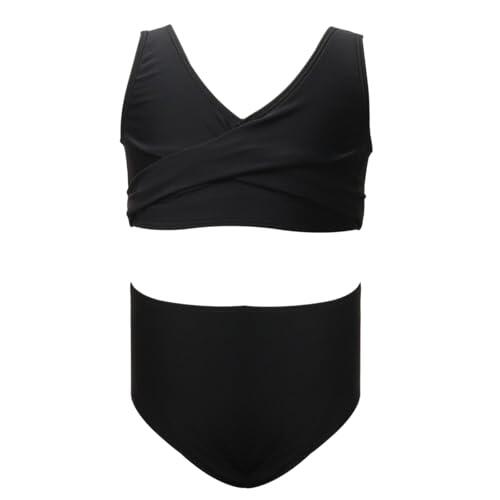 Bañador Niña Natacion 10 Años Traje de Baño de Dos Piezas para Niñas Playa Piscina Atuendo Infantil (Black, 11-12 Years)