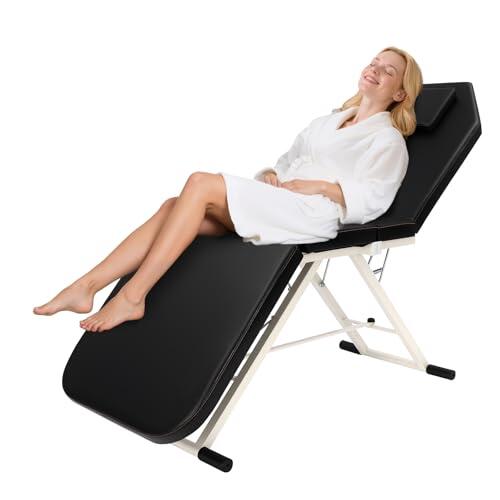 YUYUZI Camilla de masaje plegable con respaldo y pie ajustable, tumbona de tratamiento profesional y estable, capacidad de carga de 250 kg, incluye almohada y orificio para respirar (182 x 60 cm