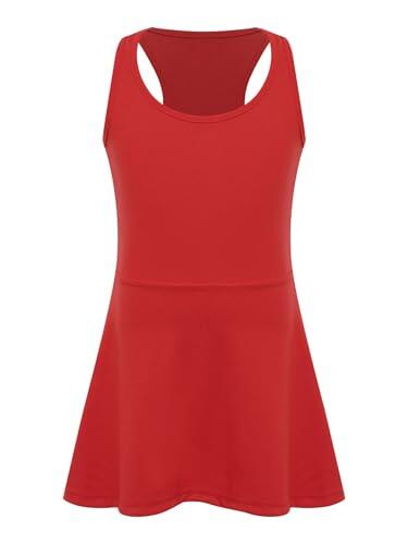 Runhomal - Vestido de golf para niños, para deporte, niña, gimnasia, deportes, voleibol, tenis, niña, 10 años, traje de tenis sin mangas, rojo, 10-11 Años