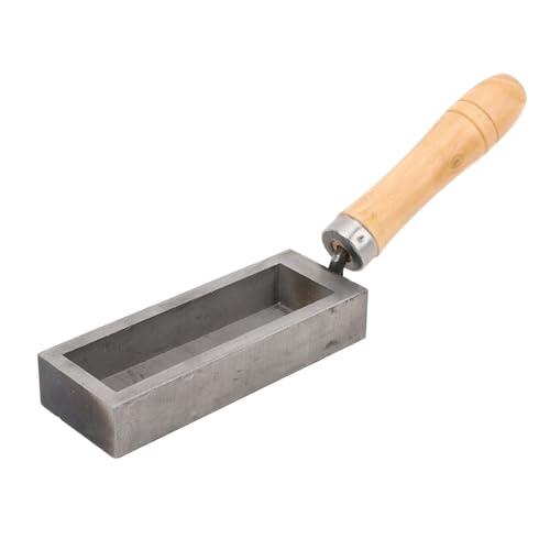 Ejoyous Molde de Lingote de Oro, Molde de Lingote de Grafito de 4 Pulgadas, de de Plata, de Fundición de Lingotes con Mango de Madera de Haya, para Fundir y Verter