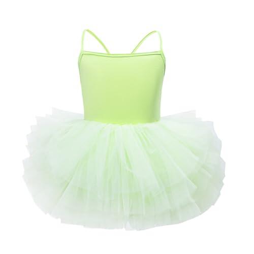 Vestido de ballet para niña, con tutú, sin tirantes, color sólido, para primavera y verano, Verde claro., 3-4 años