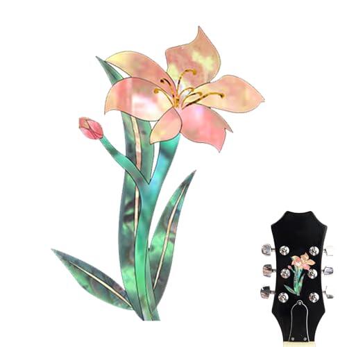 Calcomanías para ukelele, pegatinas de cabeza de guitarra de pájaro magnolia rosa, calcomanías extraíbles para tablero de guitarra, decoración de bajo, calcomanía con incrustaciones para cabezal
