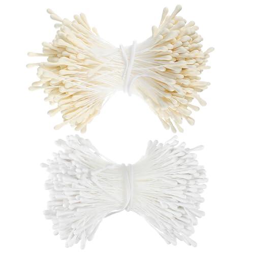 HJZHII 800 estambres florales de 3 mm, estambres de flores artificiales de doble cabeza, estambres florales hechos a mano, estambres florales para manualidades, ramo de boda, decoración de álbumes de