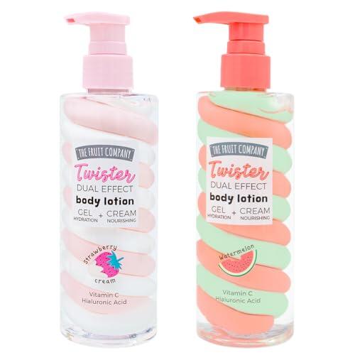 The Fruit Company Loción Corporal Pack 2ud + Hidratación Intensiva Dual Effect + Gel & Crema con Ácido Hialurónico + Textura Ligera No Grasa + Aroma Dulce + 200g (Piel Suave y Glow Diario) (FN SANDIA)