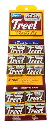 Treet Cuchillas de afeitar de acero al carbono blanco de doble filo de acero al carbono blanco para maquinilla de afeitar - 100 cuchillas