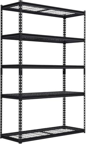 Estantería metálica de 5 niveles para garaje y almacén - Capacidad de carga 1134 kg - Estantes ajustables para uso industrial - Utilitaria y resistente - Dimensiones 1220x610x1813 mm (1220*610*1813)