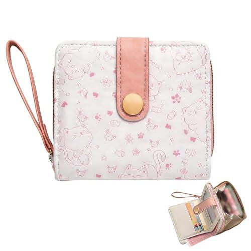 EUYKQNOI Monedero niña,Monedero Pequeño con Estampado de Gatos - Billetera Multifuncional 4 Espacios para Tarjetas y Monedas - Cartera de Mano Ligera para Día a Día, Bolso niña 10 añosr