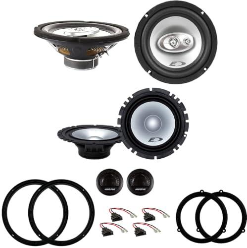 Kit de 8 altavoces Alpine 20 cm SXE-2035S + 16,5 cm SXE-1750S para Audi A4 B8, Avant, B8 Allroad del 2009 al 2015 con 2 soportes delanteros, 2 soportes traseros y 4 conectores
