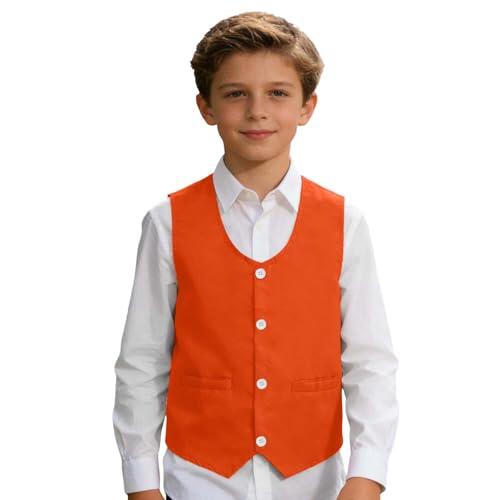 Generisch Elegante chaleco para niños y adolescentes, ideal para discursos, ocasiones festivas y fiestas, naranja, 11-12 años