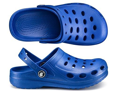 ESTRO Zuecos Niño Piscina Sandalias - Zuecos Cross Niño Sandalias Goma Niña Chanclas Playa Niña A03 (Azul, 35 EU)
