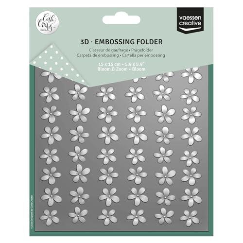 Vaessen Creative Carpeta de Embossing 3D - Flores (Bloom) 15 x 15 cm - Materiales para Relieve en Tarjetas de Cumpleaños, Scrapbooking, DIY y Manualidades