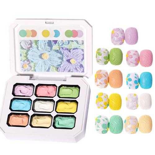 Gel De Uñas - Paleta Sólida De Pintura Al Óleo De Macarrón De Nueve Cuadrados, Gel De Pintura Degradado | Diseño Creativo De Mejora De Belleza DIY De Salón Profesional De Manicura Artística Degradado