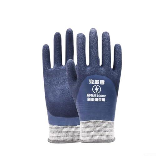 Guantes de electricista certificados para rendimiento de aislamiento de 400 V con capacidad de uso de pantalla táctil para tareas diarias (azul)